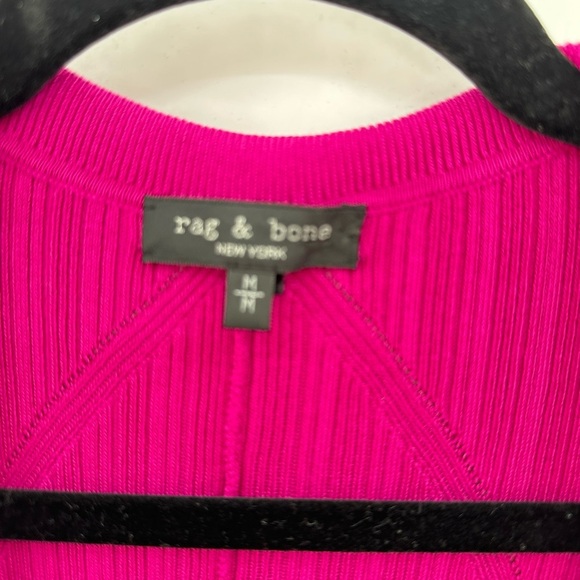 RAG & BONE ESME Woman pink ribbed stretch button collared polo midi shirtdress M - Picture 4 of 12